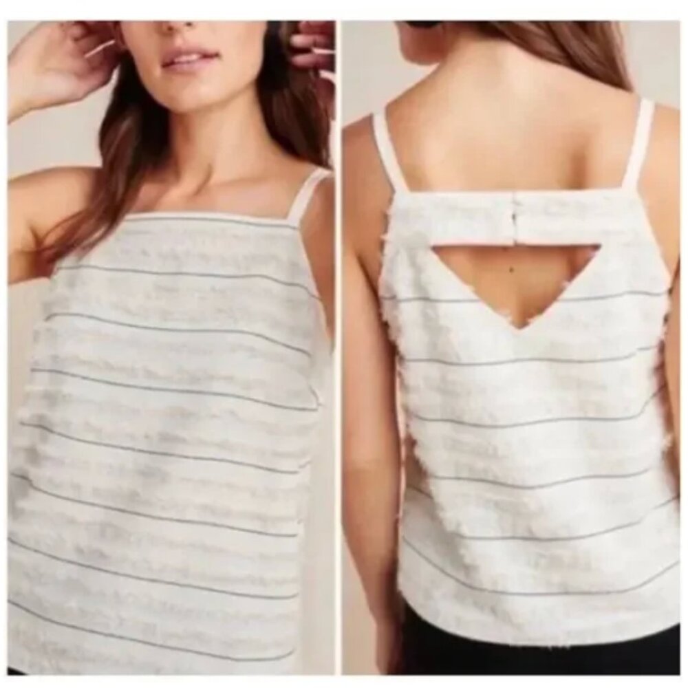 Anthropologie Maeve Cream Fringe Tank | Size 4